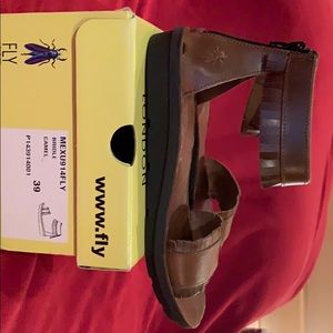 Fly London Brown Leather Sandals